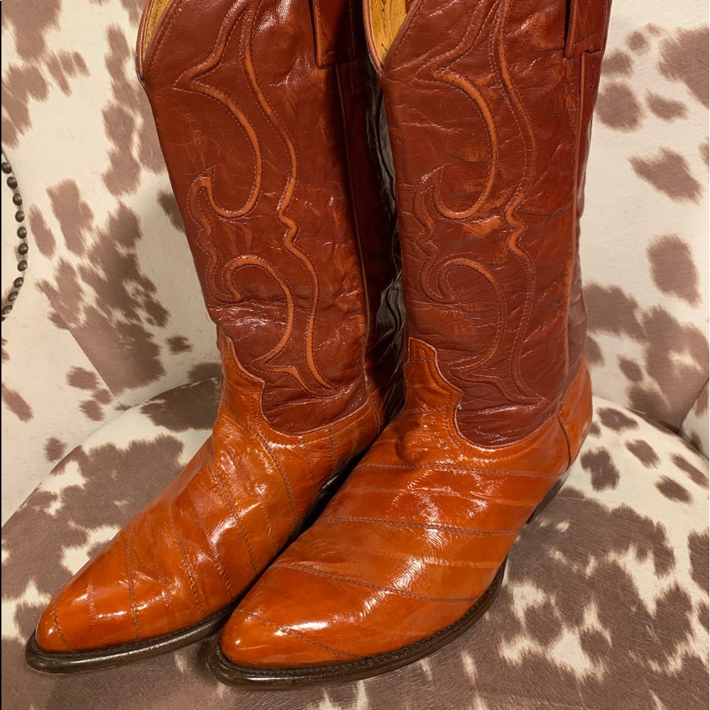 Los Altos Genuine Eel Skin Boots US 11 D